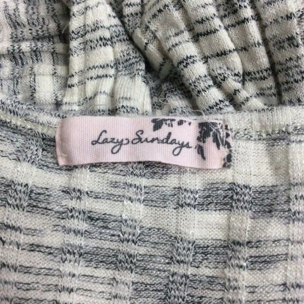 Lazy Sundays Top X Large Gray Cream Stretch Knit … - image 6